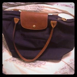 Longchamp Le Pliage Purple Large Long Handle Tote